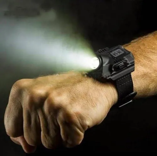 Waterproof LED Tactical Display Rechargeable Wrist Watch Flashlight Multi Tools Outdoor Lighting for Outdoor Camping Hunting