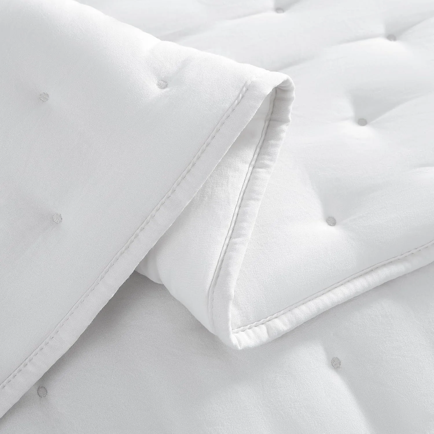 WDCOZY White Cloud Quilt King Size Bedding Set with Pillow Sham, Puffy Cozy Lightweight Bedspread Coverlet, Soft Cute Bed Cover for All Season - 3 Pieces, 104x90 inches