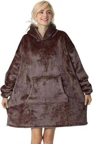Wearable Blanket Hoodie, Oversized Sherpa Fleece Sweatshirt Blanket with Giant Pocket for Women Gift