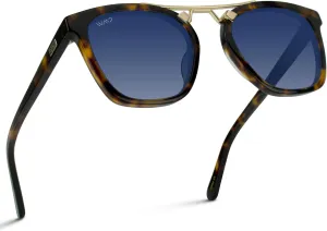 WearMe Pro WMP Eyewear - Women's Oversized Polarized Sunglasses: Square Vintage Style with Metal Double-Bar Bridge