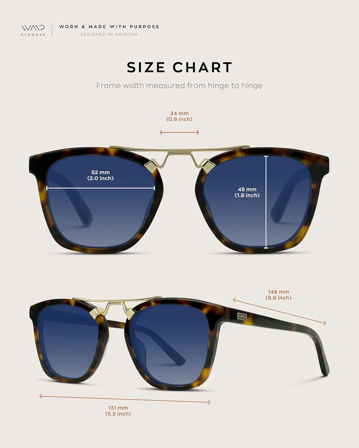 WearMe Pro WMP Eyewear - Women's Oversized Polarized Sunglasses: Square Vintage Style with Metal Double-Bar Bridge