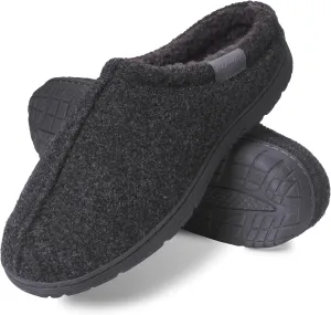 Weatherproof Vintage Men's Felt Slippers, Warm Lightweight Wool Slippers with Memory Foam, Cozy and Perfect for Working from Home
