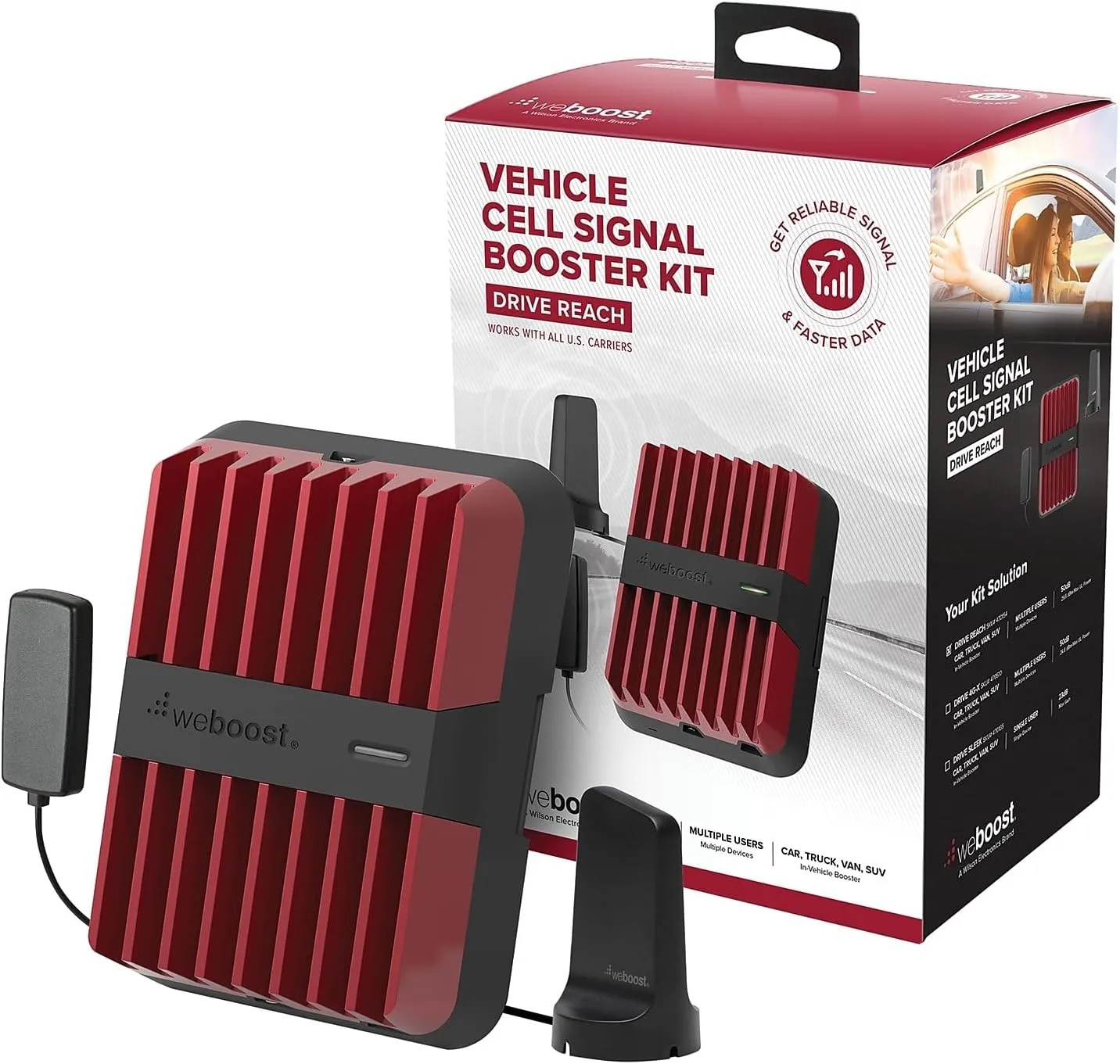 weBoost Drive Reach - Vehicle Cell Phone Signal Booster | 5G & 4G LTE | Magnetic Roof Antenna | Boosts All U.S. Carriers - Verizon, AT&T, T-Mobile | Made in the U.S. | FCC Approved (model 470154)