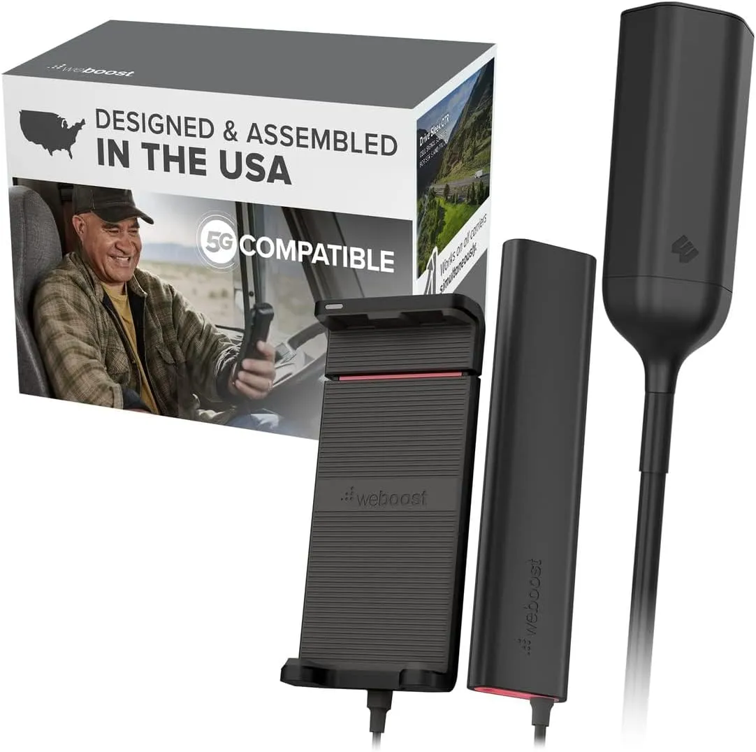 weBoost Drive Sleek OTR - Model 470235 - Portable Signal Booster for Semi-Trucks - 5G & 4G LTE Cell Service Booster - Works with All US Carriers - FCC-Approved
