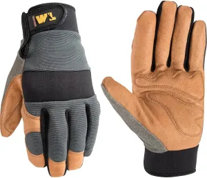 Wells Lamont Men's Heavy Duty Leather Palm Hybrid Spandex Work Gloves, Large (3236L), Gray