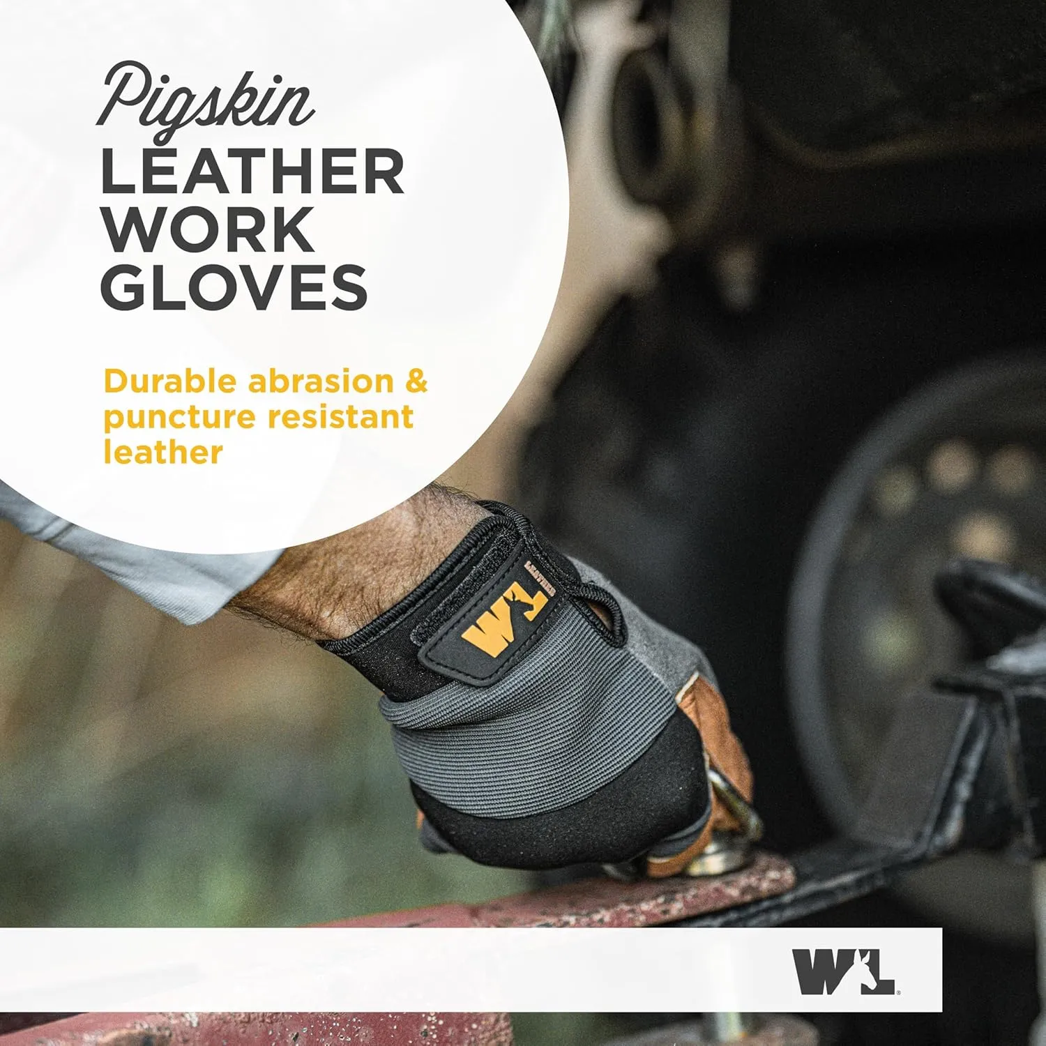 Wells Lamont Men's Heavy Duty Leather Palm Hybrid Spandex Work Gloves, Large (3236L), Gray