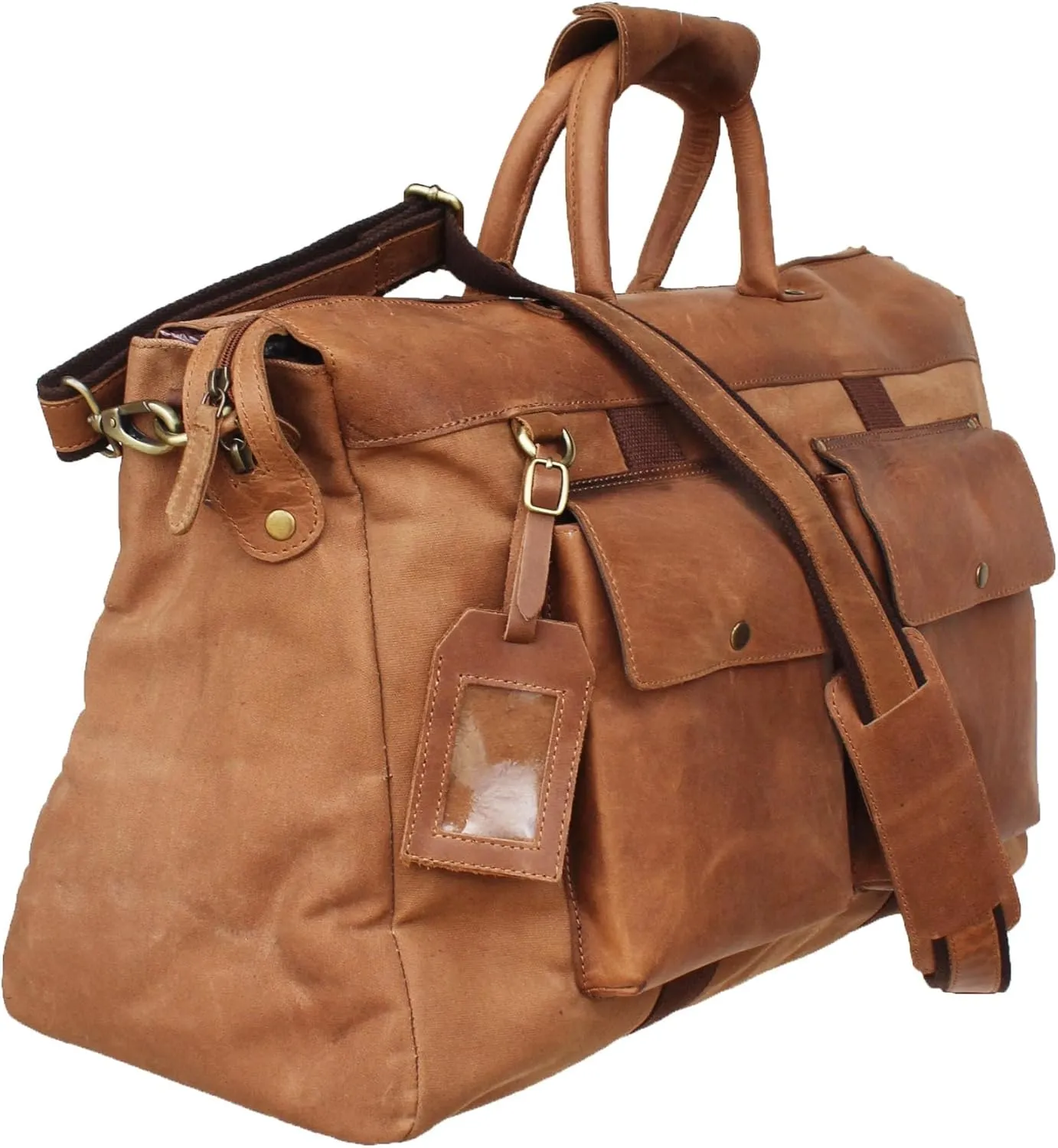 Western Canvas Leather Woven Carry-On Travel Weekender Duffle Gym Bag 18SKD Canvas