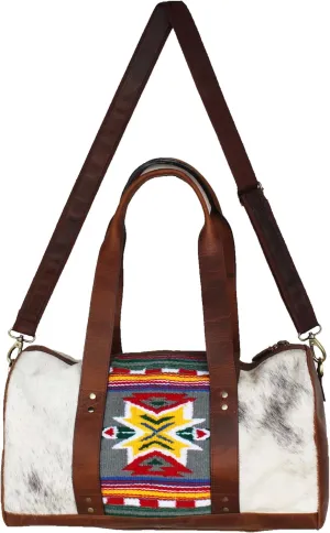 Western Cowhide Leather Woven Travel Weekender Carry-On Duffle Bag 18SKD Hairon