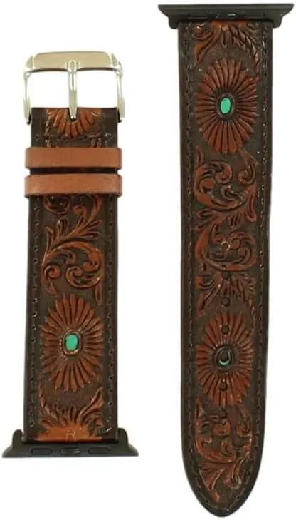 Western Watch Band Adult Floral Tool Turquoise M Brown N3100102