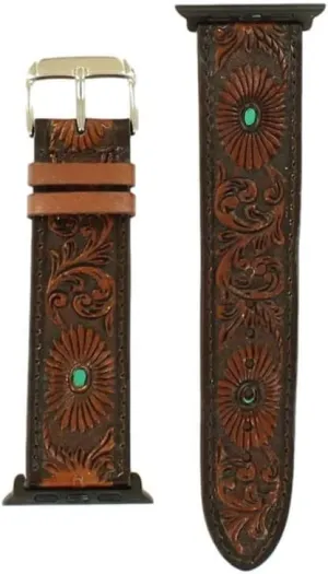 Western Watch Band Adult Floral Tool Turquoise M Brown N3100102