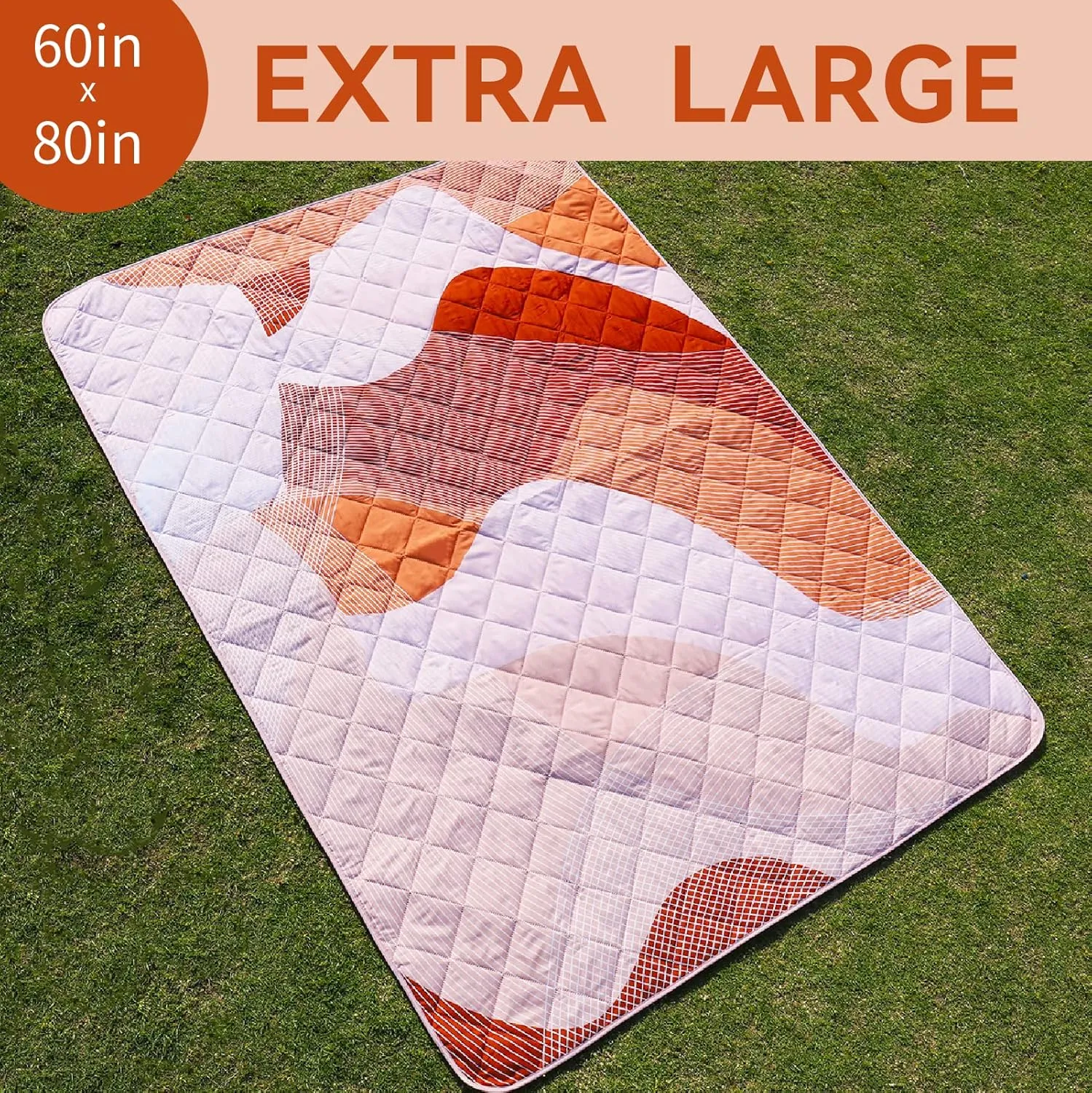 Whale Flotilla Extra Large Waterproof Picnic Blankets 60"x80", Foldable Lightweight Outdoor Blanket for Camping, Hiking, Traveling, Soft Portable Easy to Clean Picnic Mat for Beach Grass Park, Brown
