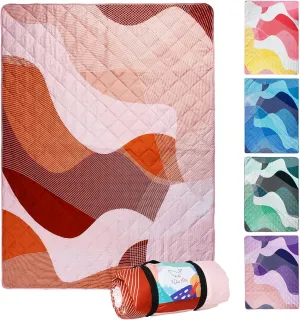 Whale Flotilla Extra Large Waterproof Picnic Blankets 60"x80", Foldable Lightweight Outdoor Blanket for Camping, Hiking, Traveling, Soft Portable Easy to Clean Picnic Mat for Beach Grass Park, Brown