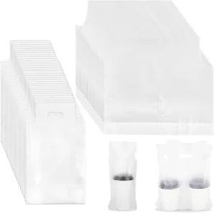 Whaline 1000 Count Handle Drink Bags 1 & 2 Cup Clear Plastic Packaging Poly Bag Carriers for Delivery Take Out Cup Holder Beverage Coffee Juice Mike Tea Supplies