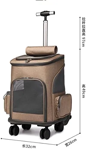 Wheeled Pet Backpack Travel for Removable Rolling Wheels Mesh Ventilation Window (Color : B)