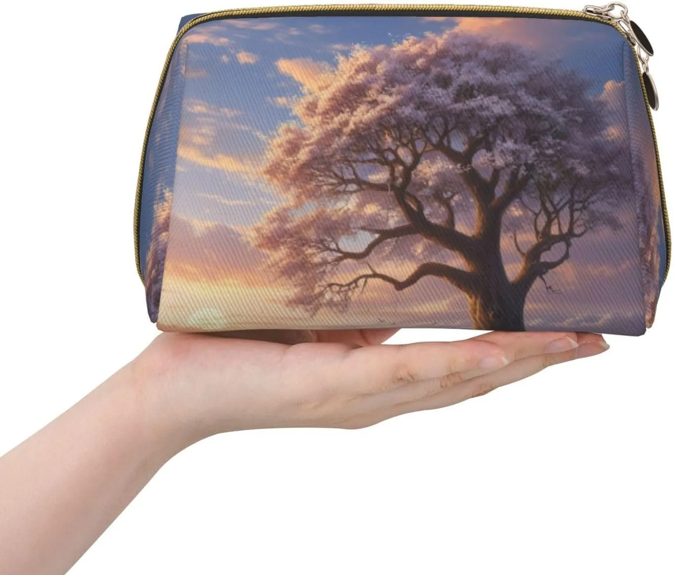 Whispered Wonders Printed Small Makeup Bag,Travel Cosmetic Bag Purse with Zipper,Water-resistant Makeup Organizer Bag for Women