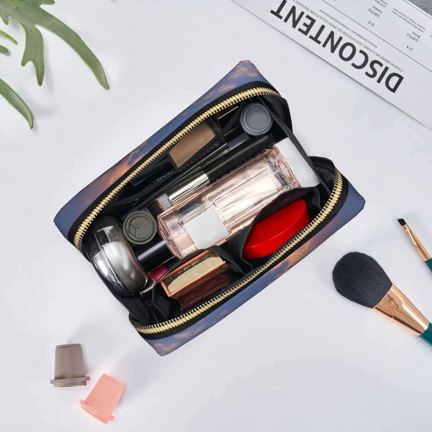 Whispered Wonders Printed Small Makeup Bag,Travel Cosmetic Bag Purse with Zipper,Water-resistant Makeup Organizer Bag for Women