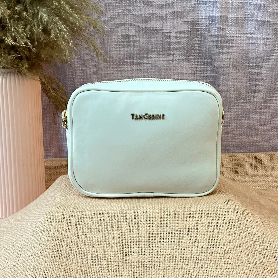 White Dual Compartment Sling Bag with Tribal Belt