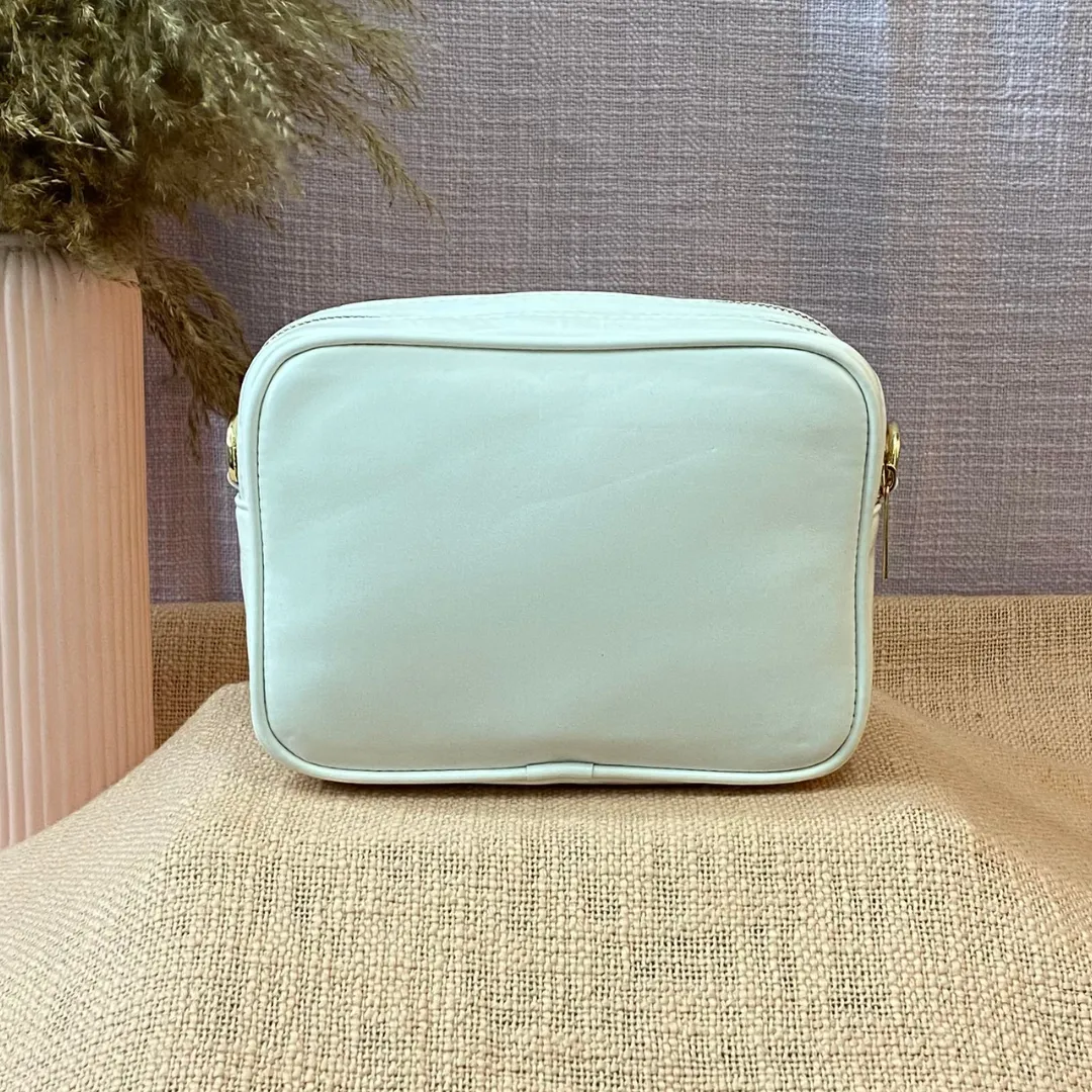 White Dual Compartment Sling Bag with Tribal Belt