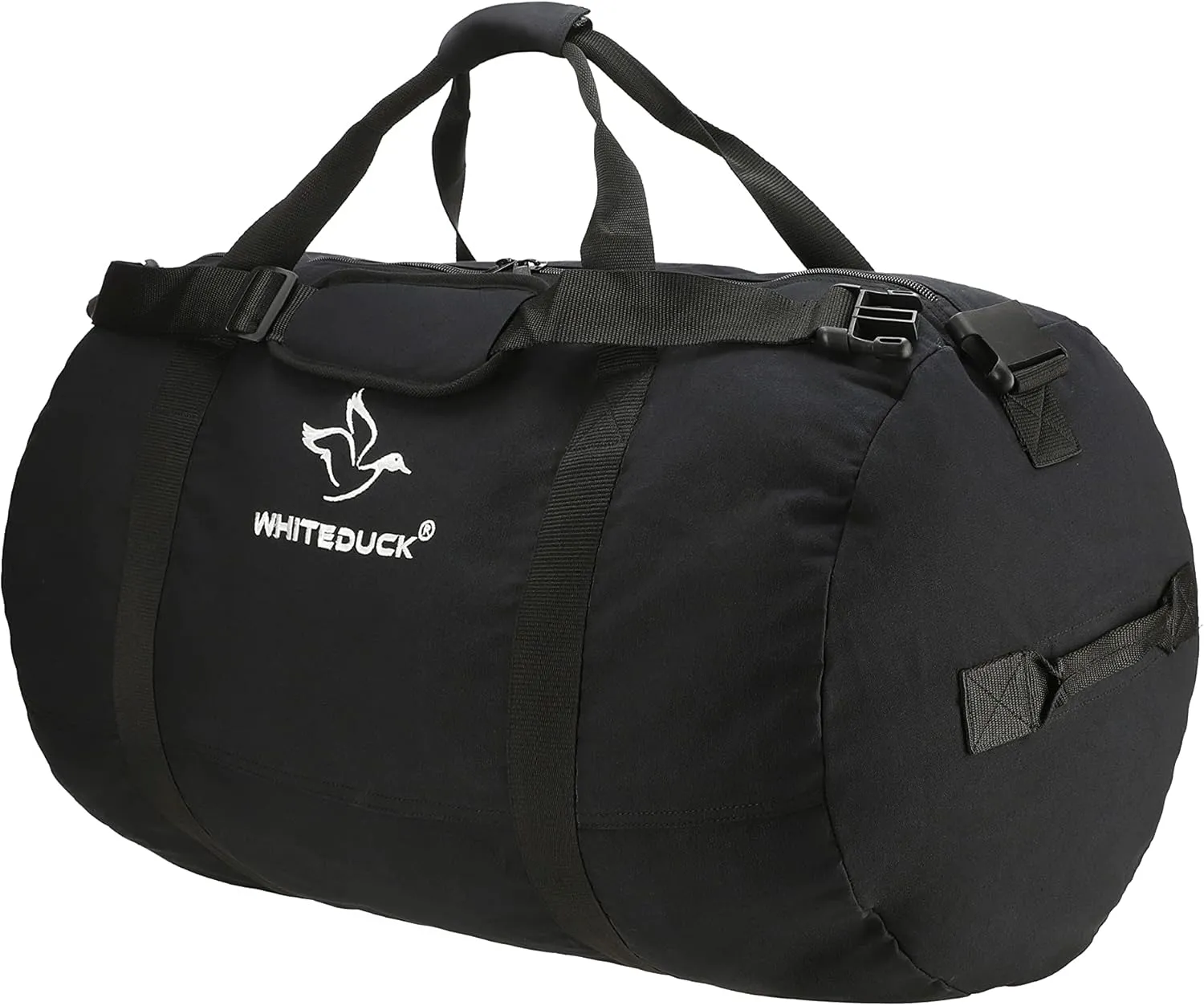 WHITEDUCK Heavy Duty Canvas Duffel Bag for Men and Women - Foldable Military Army Style Duffel Bag, with Full Length Zipper- Outdoors, Travel, Gym & Storage