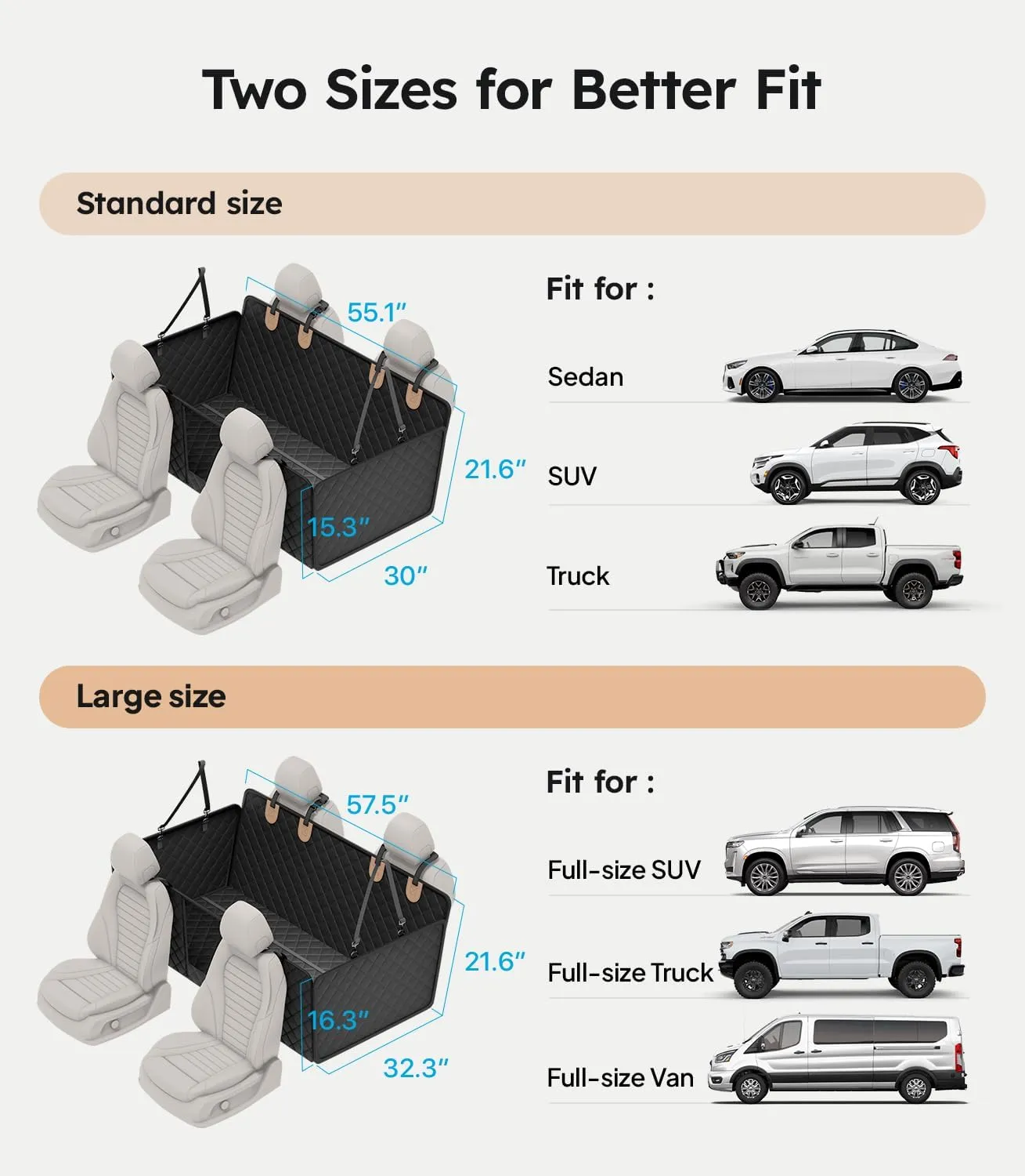 Wigoo 2025 Upgrade Dog Car Seat Cover for Back Seat [400lbs Hard Bottom, Heavy Duty Material] Anti-Scratch Waterproof Backseat Pet Extender Hammock, Fits Car Sedan SUV Truck Van, Size M