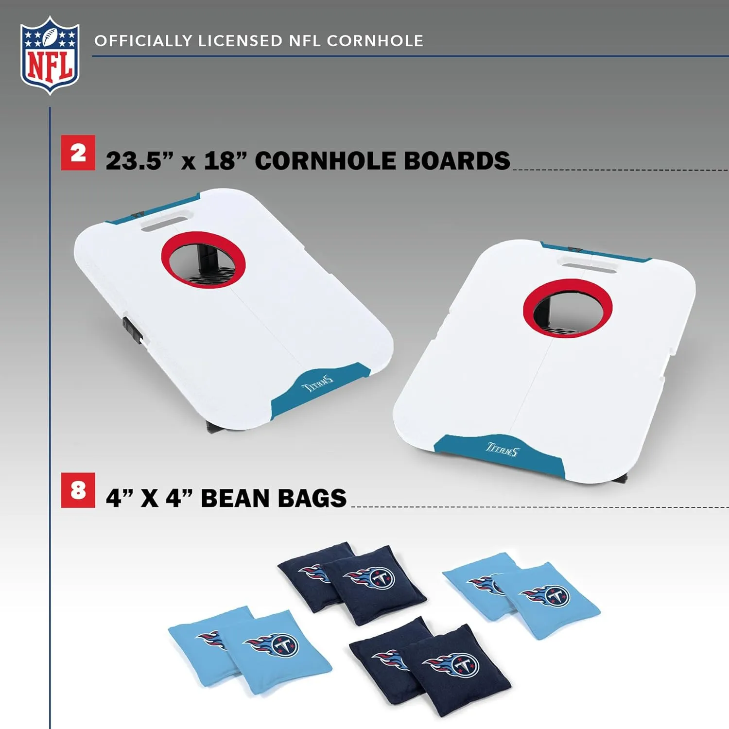 Wild Sports NFL Pro Football All-Weather Cornhole Set - Travel Bean Bag Toss Set Includes 8 Bean Bags