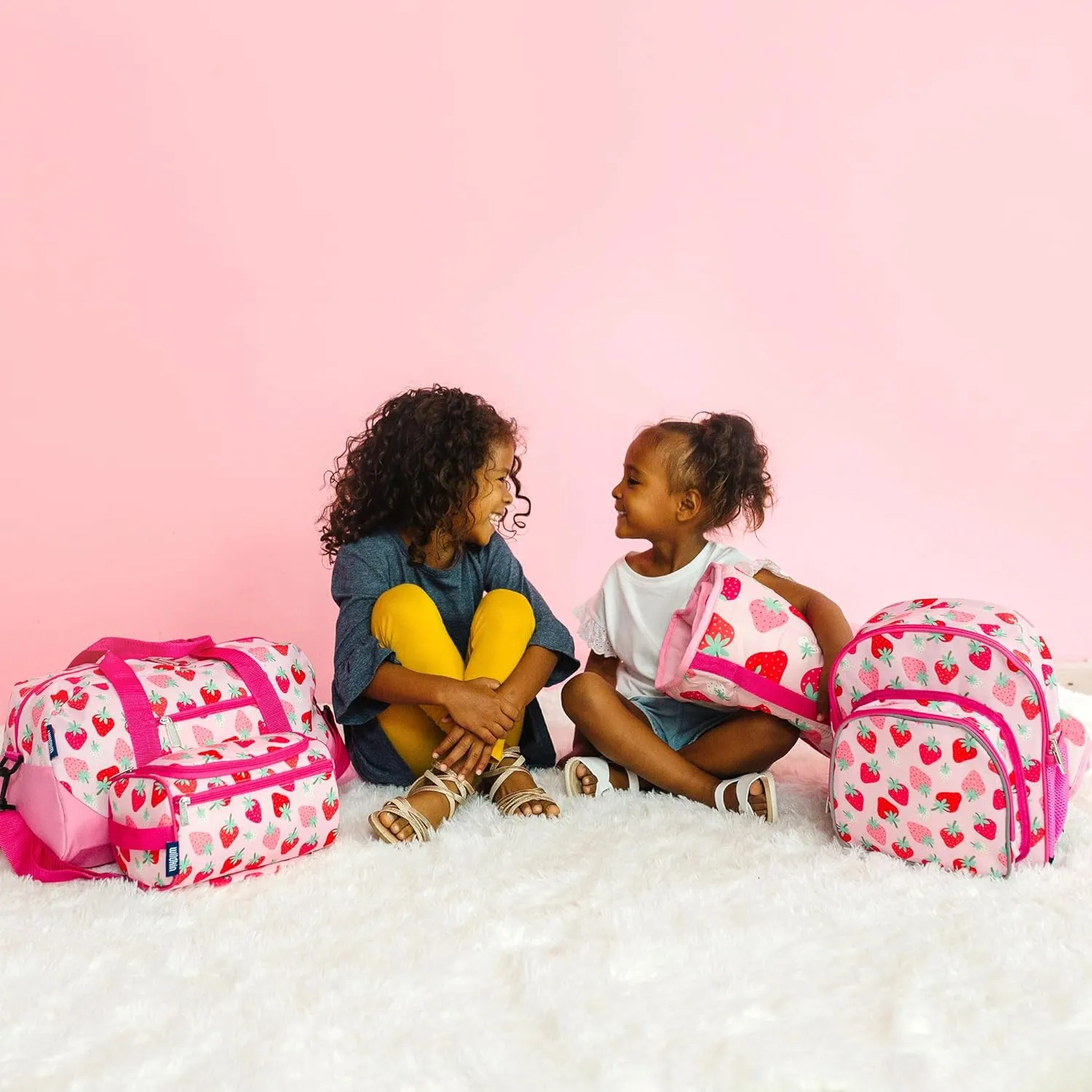 Wildkin Kids Overnighter Duffel Bag – Carry-On Size, Ideal for School & Sleepovers – Strawberry Patch