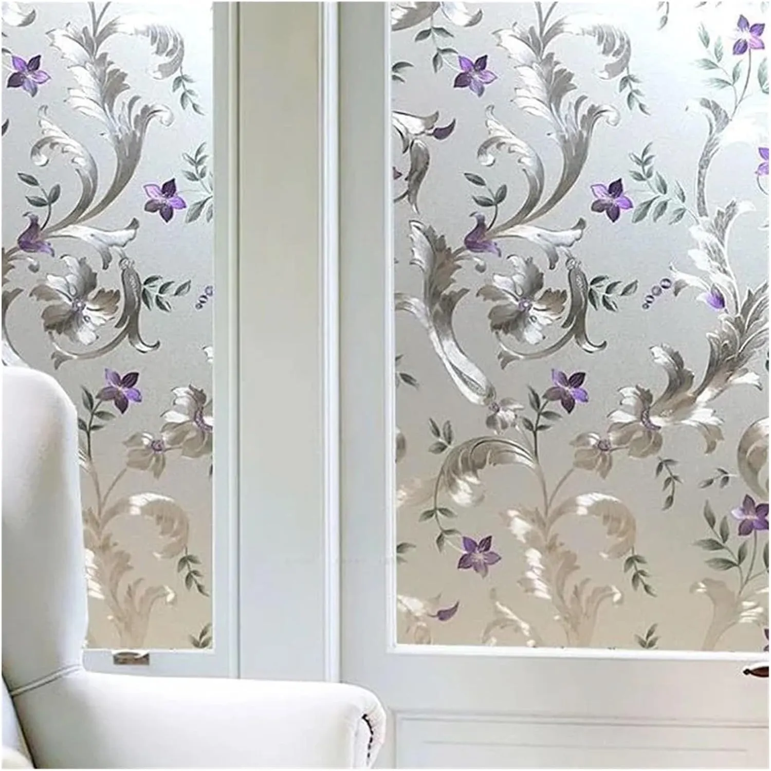 Window Privacy Film 2/4m Flower Window Film Opaque Glass Film Privacy Protection Glass 3D Stickers Stained Window Glass Films Home Decoration(N,55x100 cm)