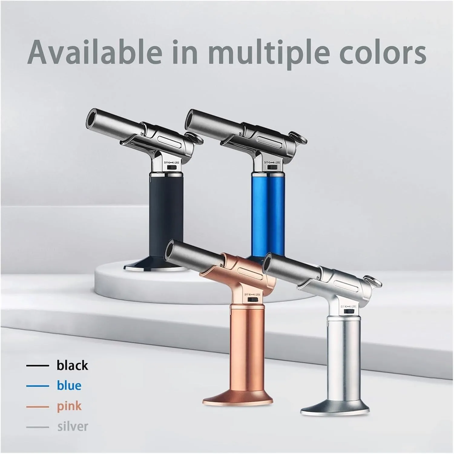 Windproof refillable zinc Alloy Direct Spray Flame Lockable fire Large Capacity Adjustable Size Torch Lighter, Camping Candle Travel (not Butane)(Blue)