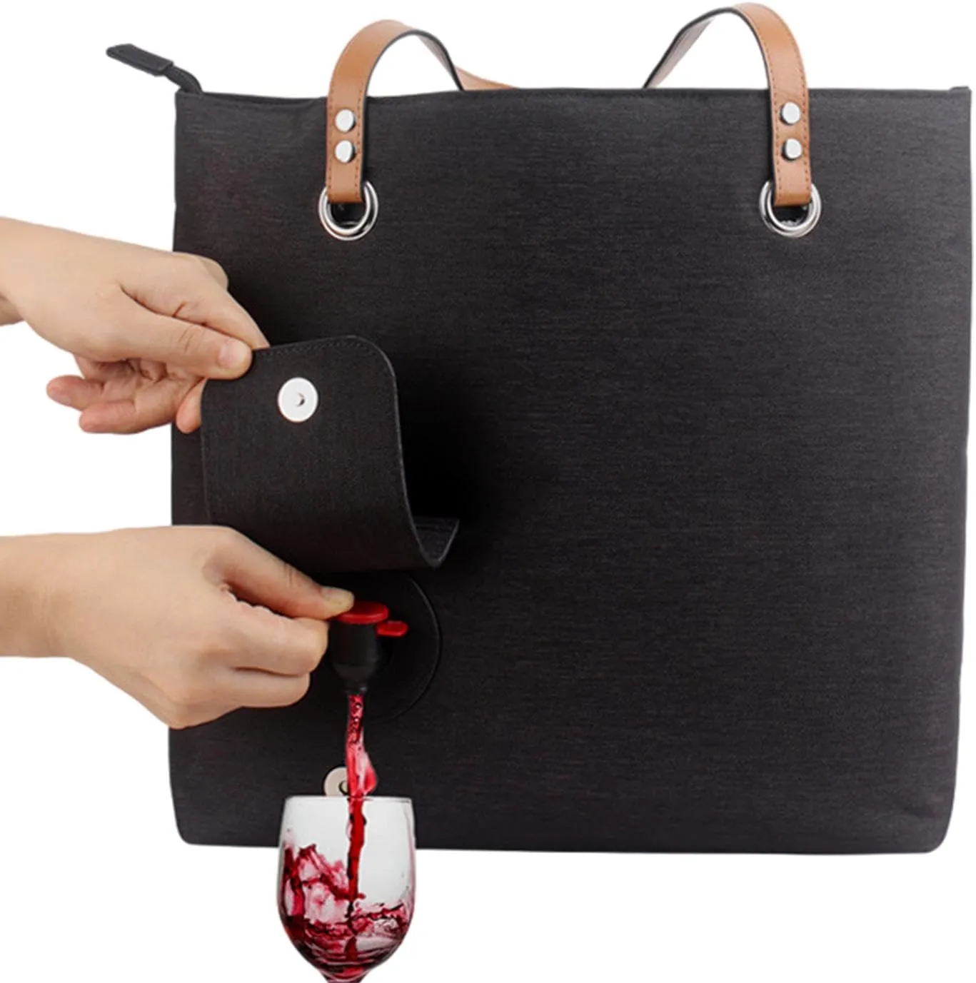 Wine Purse with Hiddens Spout, Tote Beach Bag for Women Large Wine Spout Purse, Holds and Pours 2 bottles of Wine