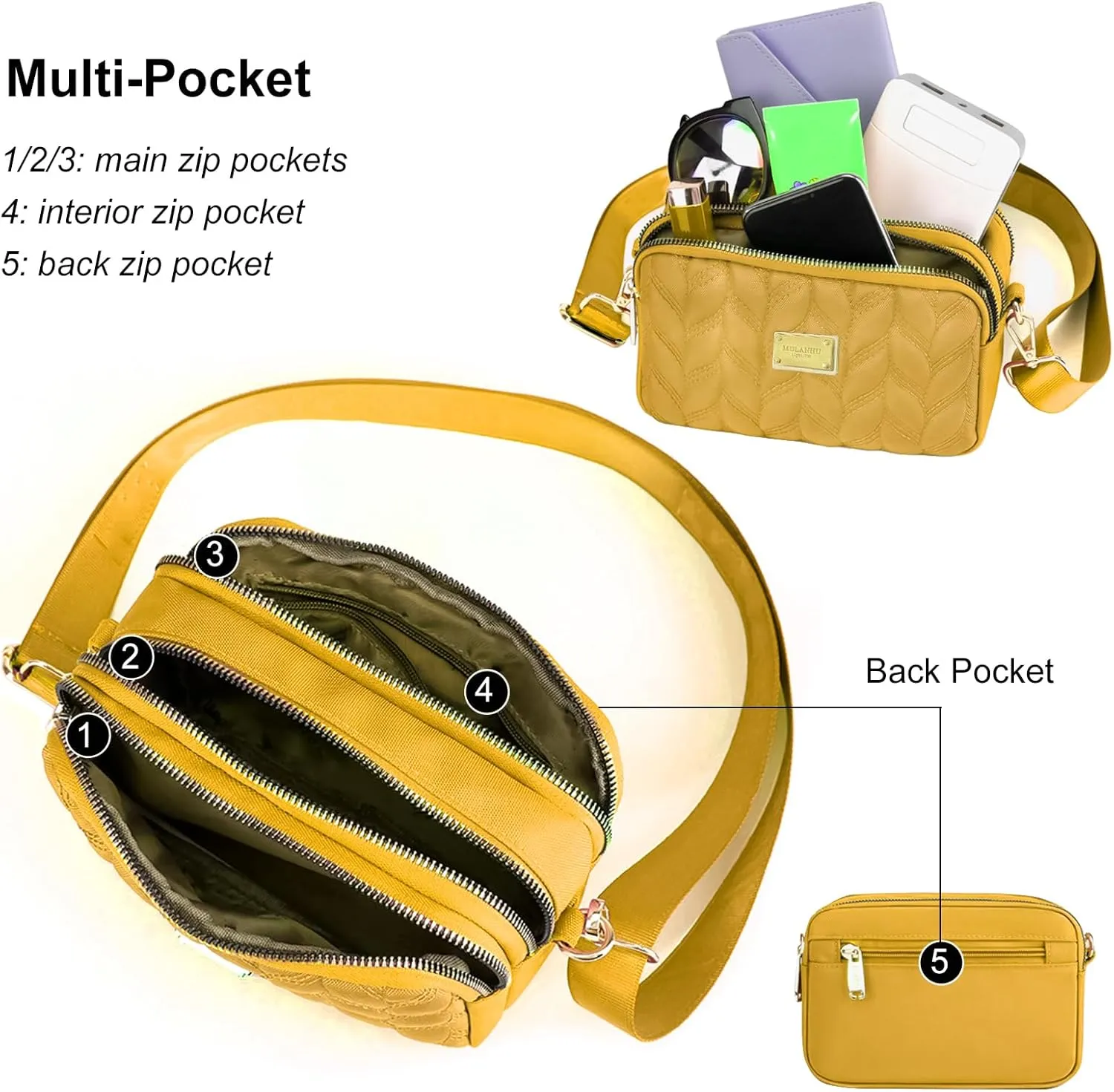 WITERY Small Crossboby Purse for Women - Waterproof Nylon Crossbody Phone Purse Shoulder Bag with Adjustable Strap