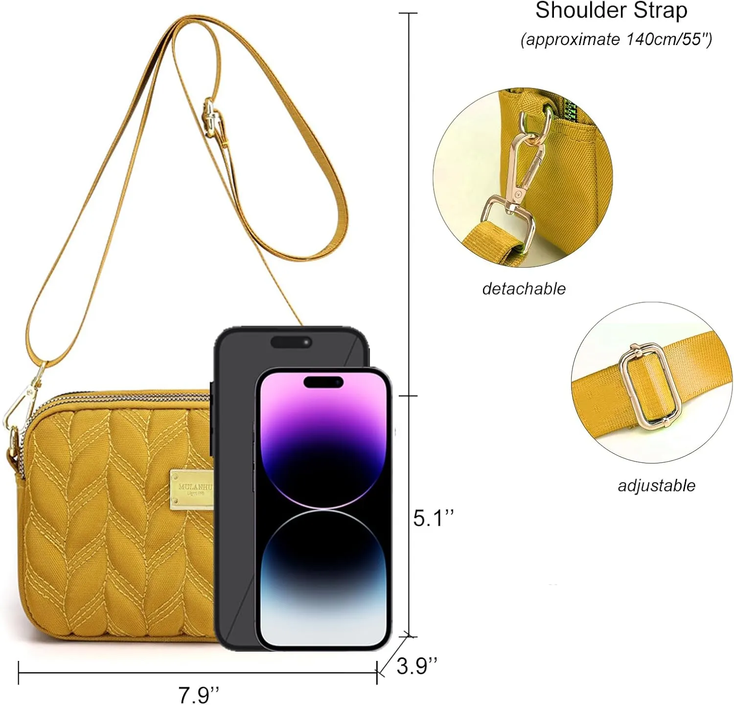 WITERY Small Crossboby Purse for Women - Waterproof Nylon Crossbody Phone Purse Shoulder Bag with Adjustable Strap