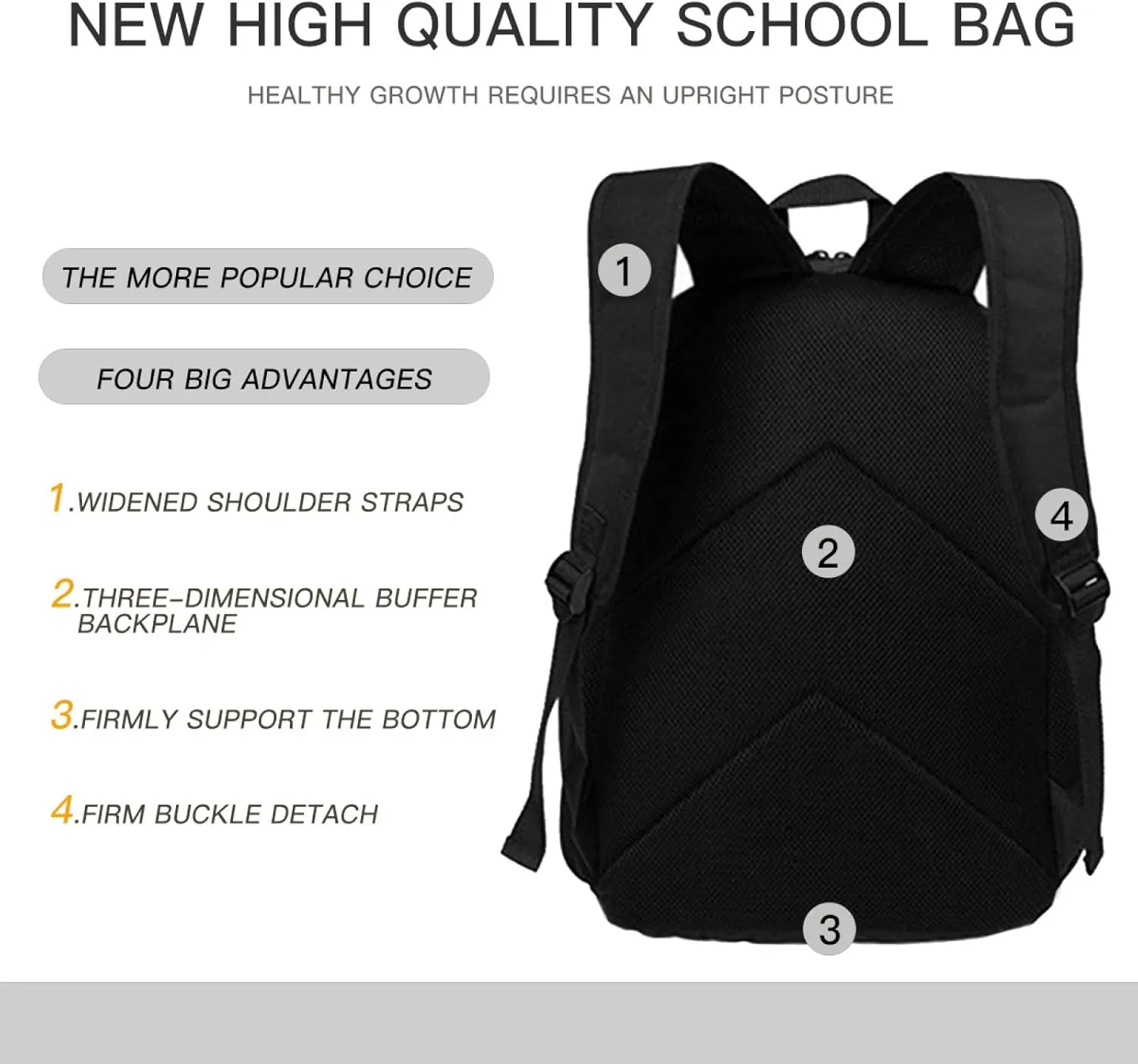 Wolf Backpack, Simple and Aesthetic Bookbag for Women & Men, Lightweight Adjustable Black Backpack for Travel Outdoor Sports, Large Capacity Laptop Bag for Business Office