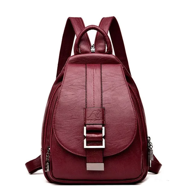 Women Leather Backpacks Vintage Female Shoulder Bag Sac a Dos Travel Ladies Bagpack Mochilas School Bags