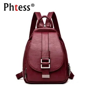Women Leather Backpacks Vintage Female Shoulder Bag Sac a Dos Travel Ladies Bagpack Mochilas School Bags
