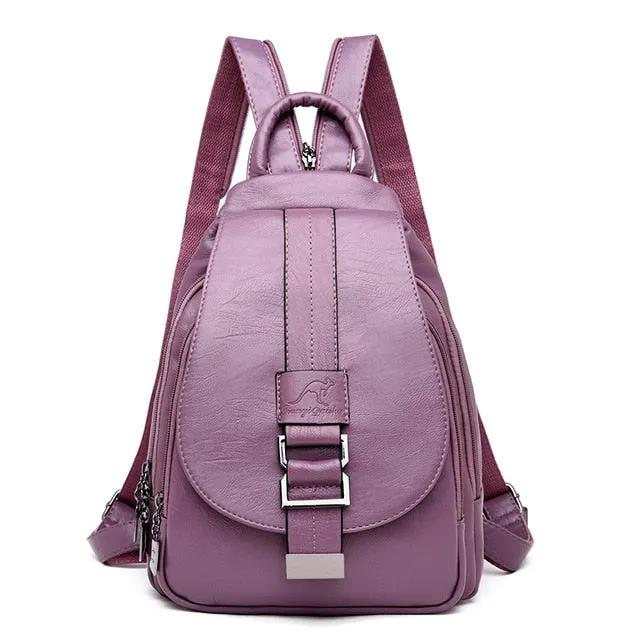 Women Leather Backpacks Vintage Female Shoulder Bag Sac a Dos Travel Ladies Bagpack Mochilas School Bags