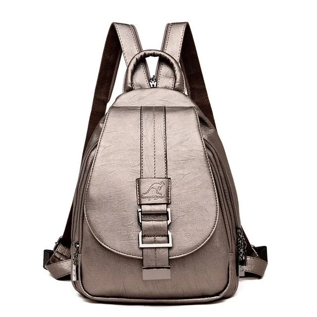 Women Leather Backpacks Vintage Female Shoulder Bag Sac a Dos Travel Ladies Bagpack Mochilas School Bags