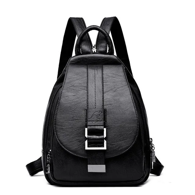 Women Leather Backpacks Vintage Female Shoulder Bag Sac a Dos Travel Ladies Bagpack Mochilas School Bags
