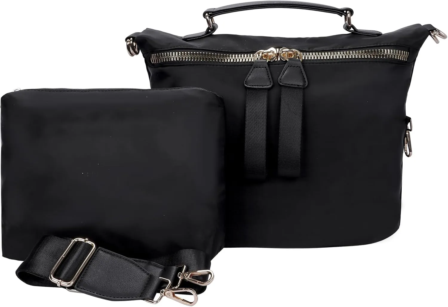 Women Nylon Crossbody Bag Large Capacity Lightweight Tote Bag Travel Shoulder Bag with Makeup Bag