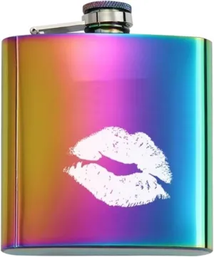 Women Portable Travel Small Flasks Stainless Steel Flasks with Funnel Wedding Party Birthdays Flasks for Liquor for Men 6Oz(G)