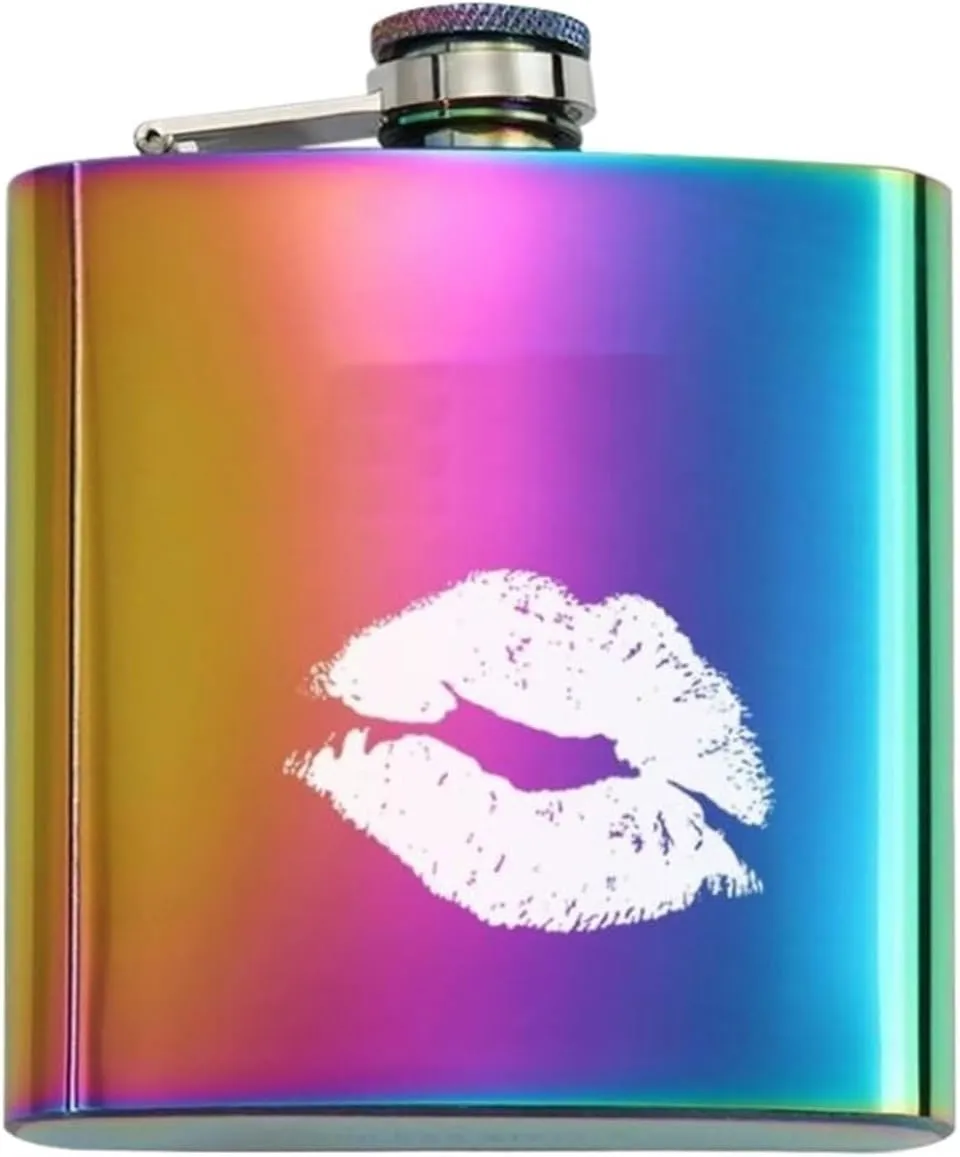 Women Portable Travel Small Flasks Stainless Steel Flasks with Funnel Wedding Party Birthdays Flasks for Liquor for Men 6Oz(G)
