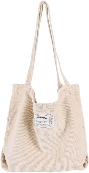 Women Shoulder Handbags Casual Hobo Bags Corduroy Shopper Tote Bag