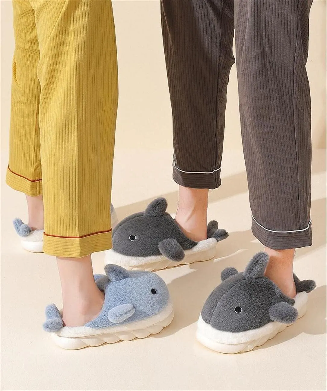 Women's & Men's Cotton Plush Animal Slippers - Warm Indoor & Outdoor Shoes for Winter