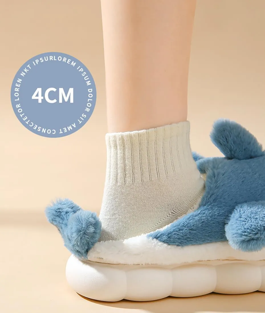 Women's & Men's Cotton Plush Animal Slippers - Warm Indoor & Outdoor Shoes for Winter