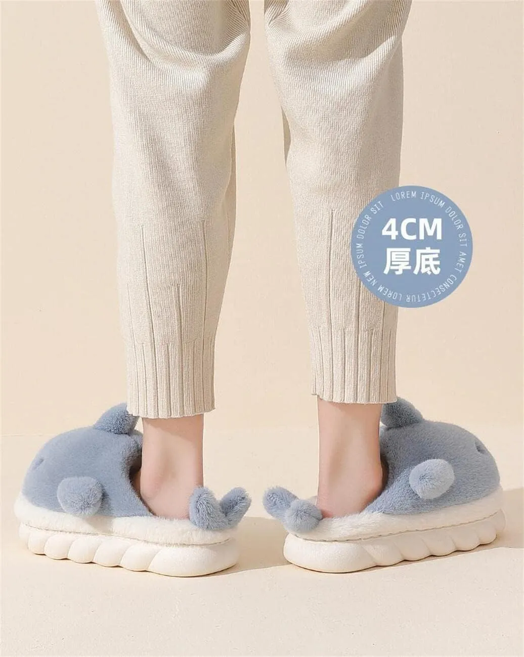 Women's & Men's Cotton Plush Animal Slippers - Warm Indoor & Outdoor Shoes for Winter