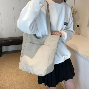 Women's Capacity Artistic Simple Washed Cloth For Shoulder Bags
