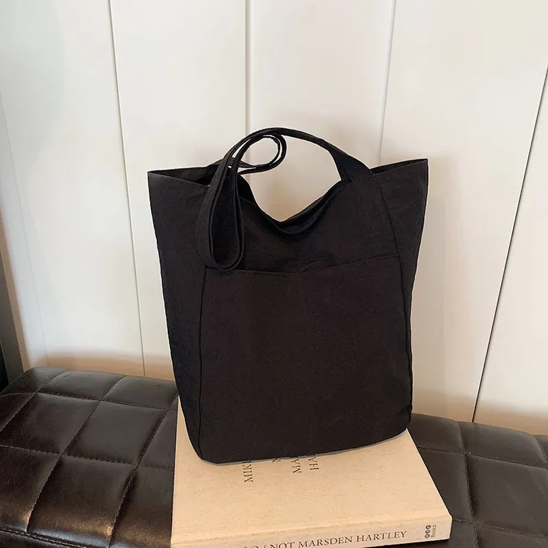Women's Capacity Artistic Simple Washed Cloth For Shoulder Bags