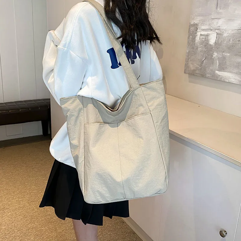Women's Capacity Artistic Simple Washed Cloth For Shoulder Bags