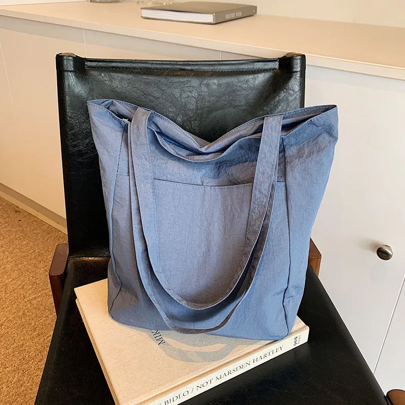 Women's Capacity Artistic Simple Washed Cloth For Shoulder Bags
