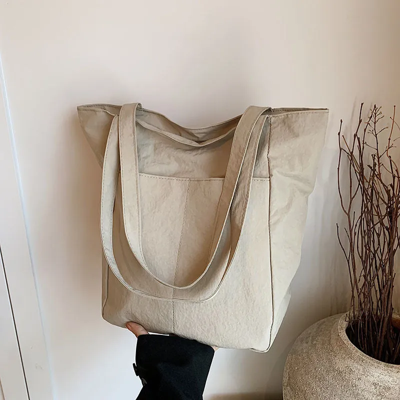 Women's Capacity Artistic Simple Washed Cloth For Shoulder Bags
