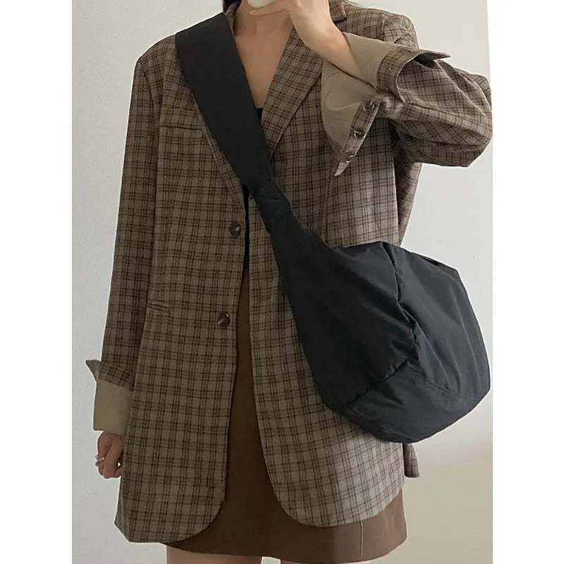Women's College Soft Large Capacity Dumpling Down Crossbody Bags